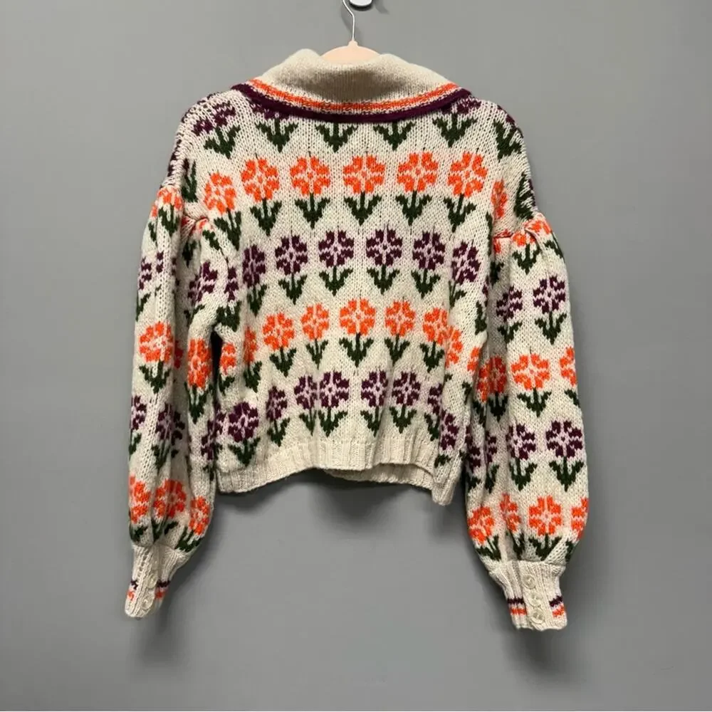 Free People Frills Floral Softspun Sweater